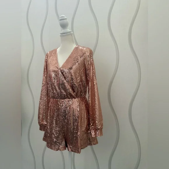 Rose Gold Star Of The Show Romper - Picture 2 of 12